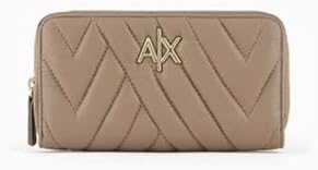 A | X ARMANI EXCHANGE Women's Quilted Continental Zip Around Wallet, Stage-Stage, One Size