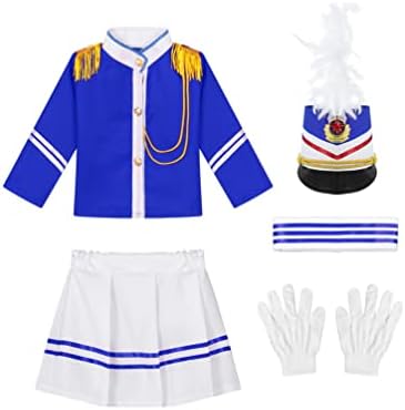 HULIJA Girls Boys America Drum Majorette Costume Marching Band Uniform Deluxe Toy Soldier Dress Up