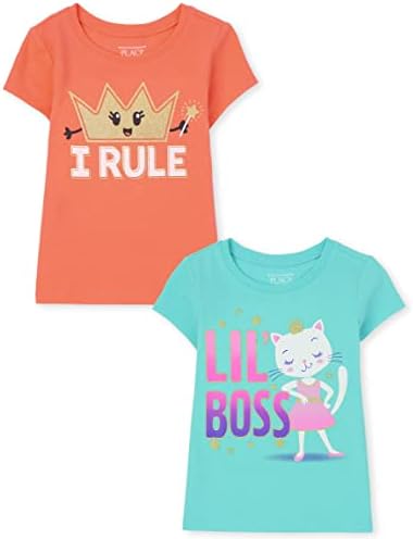 The Children's Place Toddler Girls Short Sleeve Multi Color Graphic T-Shirt, 2 Pack