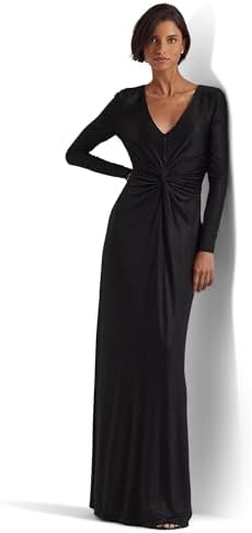 LAUREN Ralph Lauren Women's Twist-Front Foil Print Jersey Gown