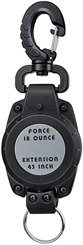 Owekfifv Scuba Gear Retractor, 43'' Stainless Steel Retractable Cord Medium Gear Keeper Tether with Lock, Swiveling Snap Clip and Split Ring for Diving Flashlights, Gauges, and Cameras