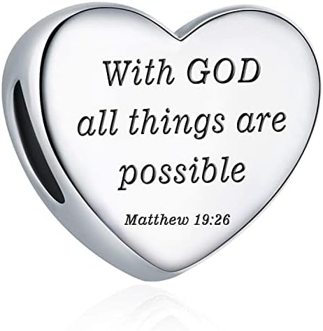 MUERDOU Heart Charm Fit Charms Bracelet Christian Bible Verse Charm Prayer Faith Religious Jewelry Gifts for Women