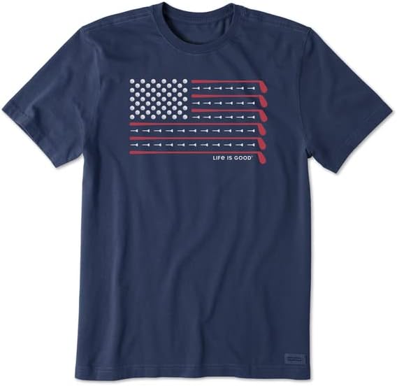 Life is Good Men's Golf Flag Short Sleeve Crusher-LITE Tee (Small, Darkest Blue)