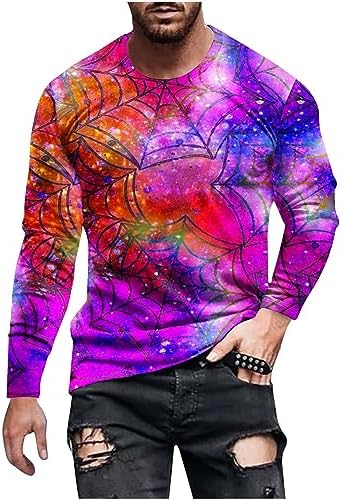 Mens Novelty Shirts Funny Long Sleeve T-Shirts Crew Neck Slim Pullover Athletic Sports Sweatshirt Lightweight Blouse