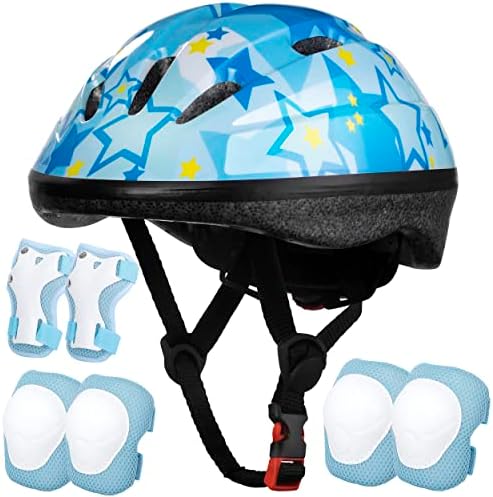 Lamsion Kids Helmet Adjustable for Kids Ages 3-8 Years Old Boys Girls, Toddler Helmet with Protective Sports Gear Set Knee Elbow Pads Wrist Guards for Cycling Skateboard Scooter