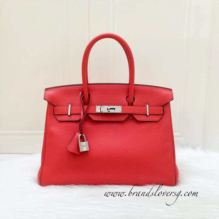 (Pre-loved) Hermes Birkin 30 in Coral Pink (Likely Rose Jaipur) Clemence Leather and PHW