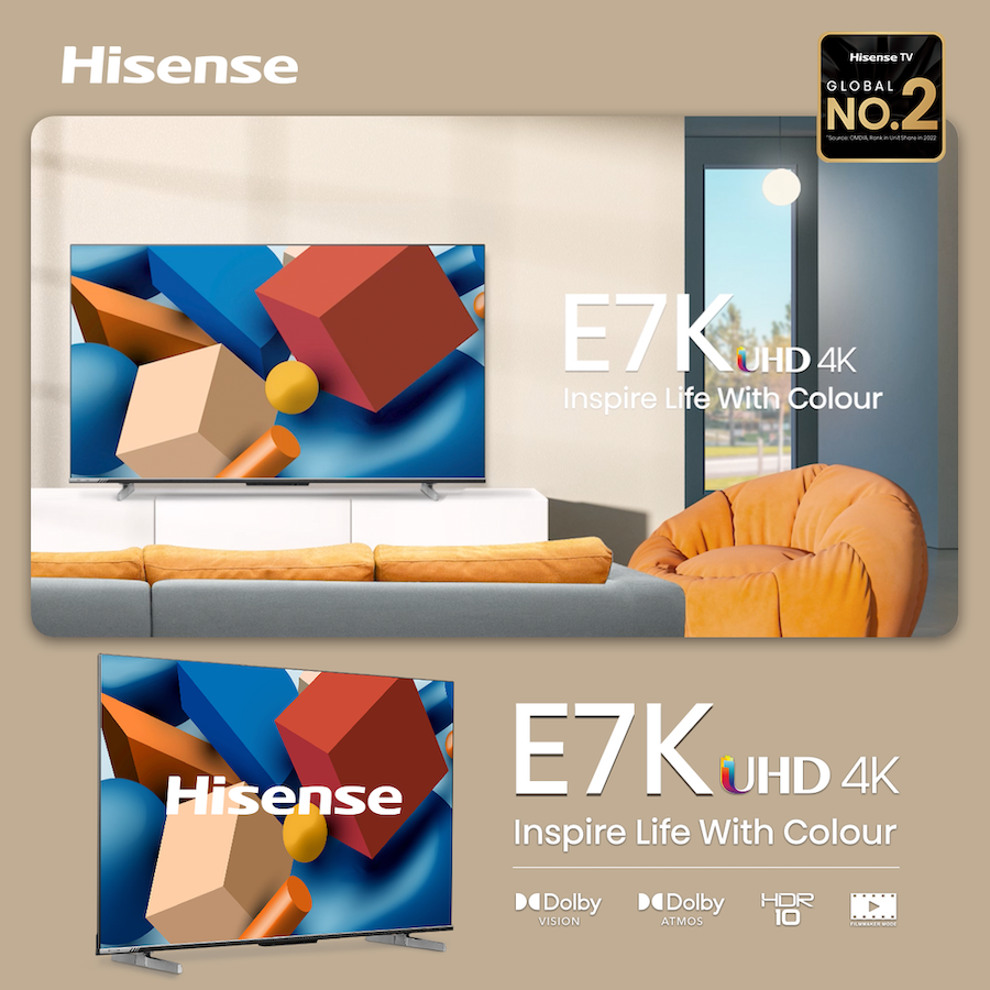 Hisense E7K Smart Google TV 65 inch | Dolby Vision | Dolby Atmos | MEMC | HDR 10 | VRR + ALLM | Dual Wifi 2.4/5G | Bluetooth 5.0 | HDMI (eARC)