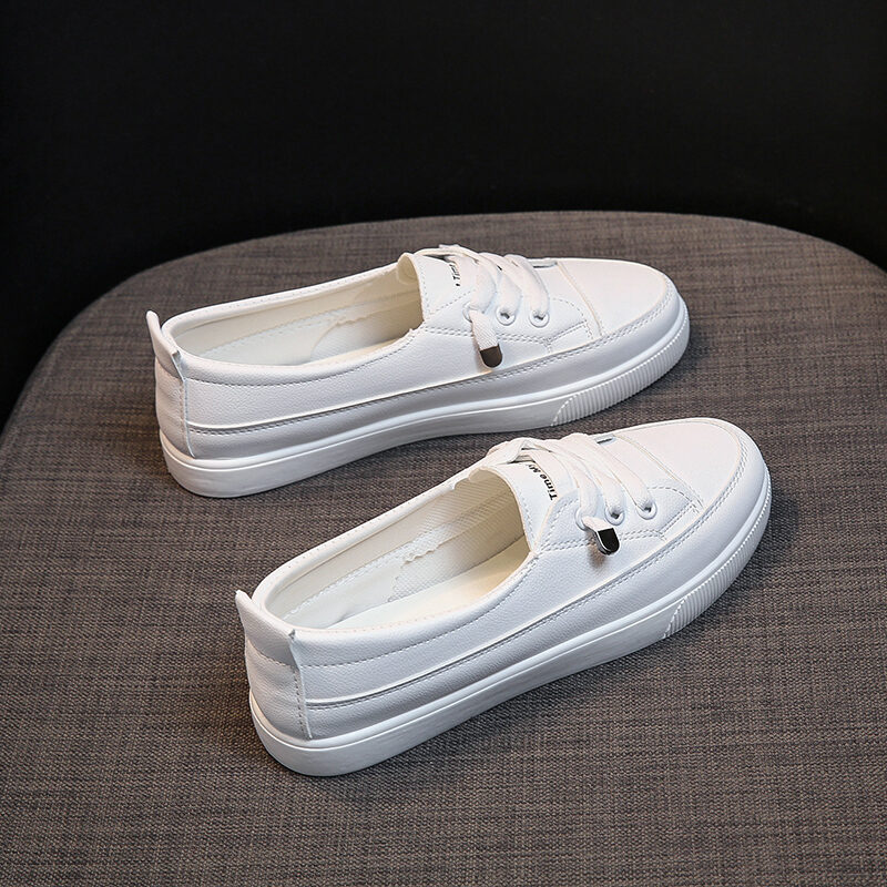 Women's Thin Low Vamp White Slip-on Casual Shoes for Summer