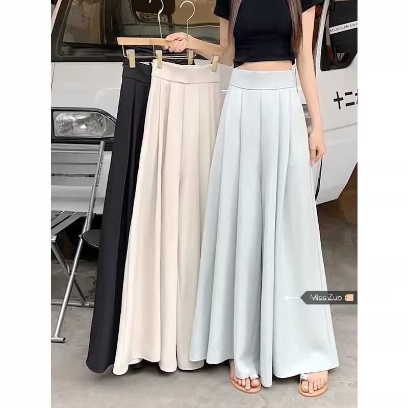 Women's Culottes High Waist Drape Straight Wide Leg New Loose Casual All-match Floor Mopping Pants