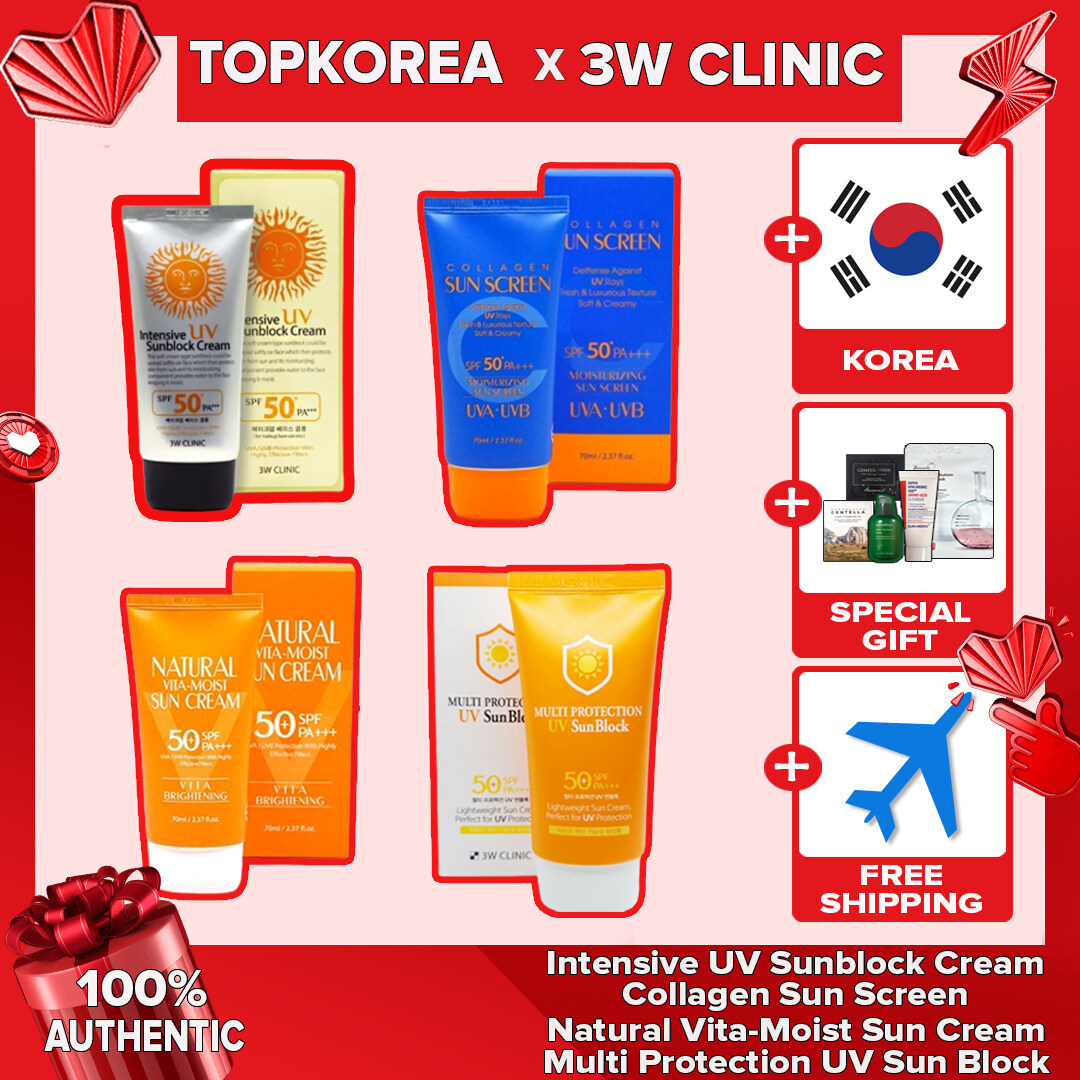 ★3W CLINIC★<<4 TYPE Sun >> Multi Protection UV Sun Block,,, Intensive UV Sunblock Cream,,,  Collagen Sun Screen,,,  Natural Vita-Moist Sun Cream-4 Options / TOPKOREA / Shipping from korea