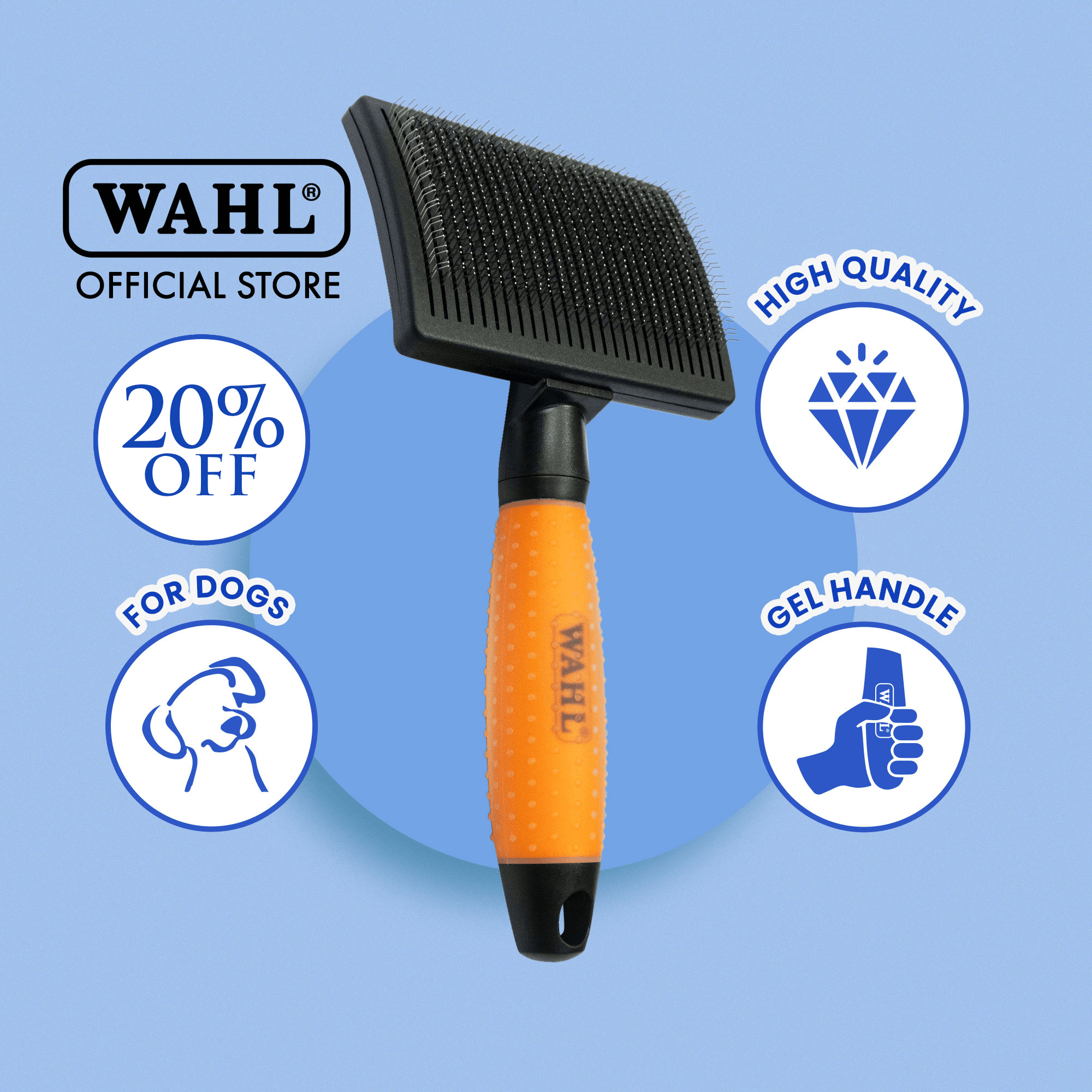 Wahl Dog Self Cleaning Slicker Brush - Pets, Comb, Grooming Accessories