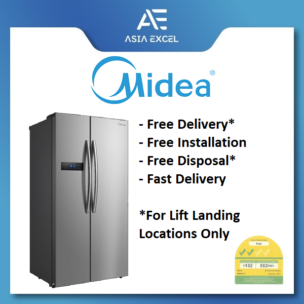 (Bulky) MIDEA MRM584S 515L STAINLESS STEEL SIDE BY SIDE REFRIGERATOR
