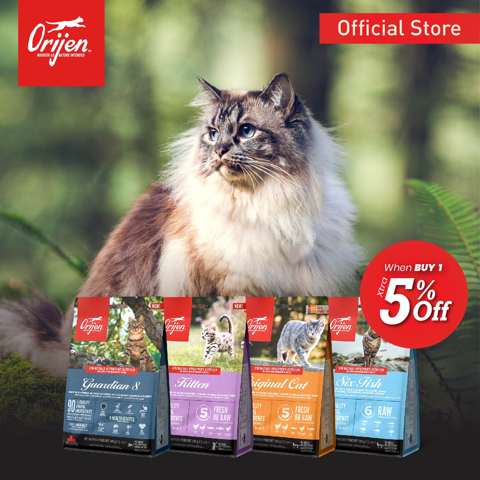 ORIJEN Freeze-Dried Infused Cat food (1.8kg and 5.4kg)