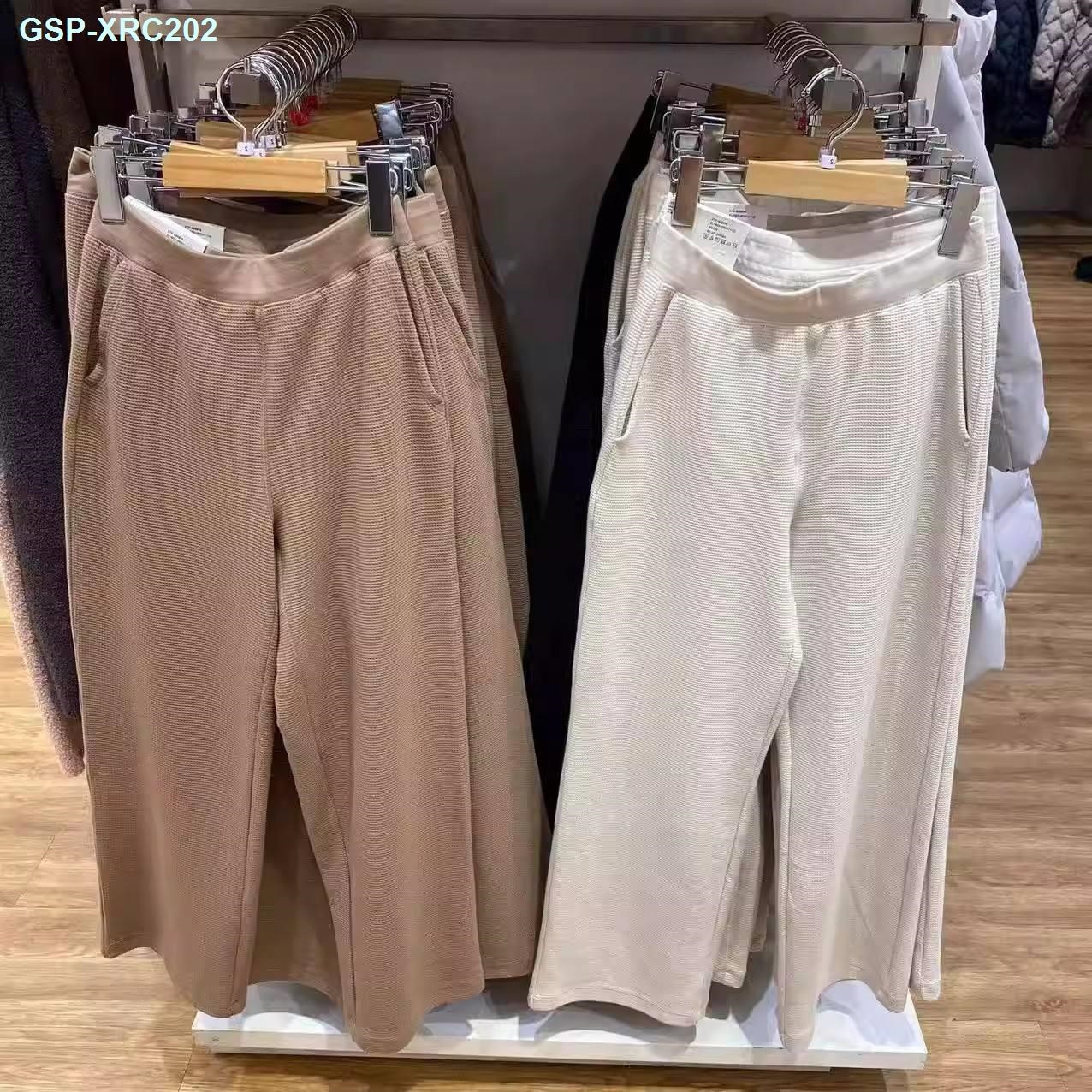 UNIQLO Japanese Single U Home 2023 Women's Waffle Elastic Elastic Straight Pants (New Loose Casual Pants) 458976