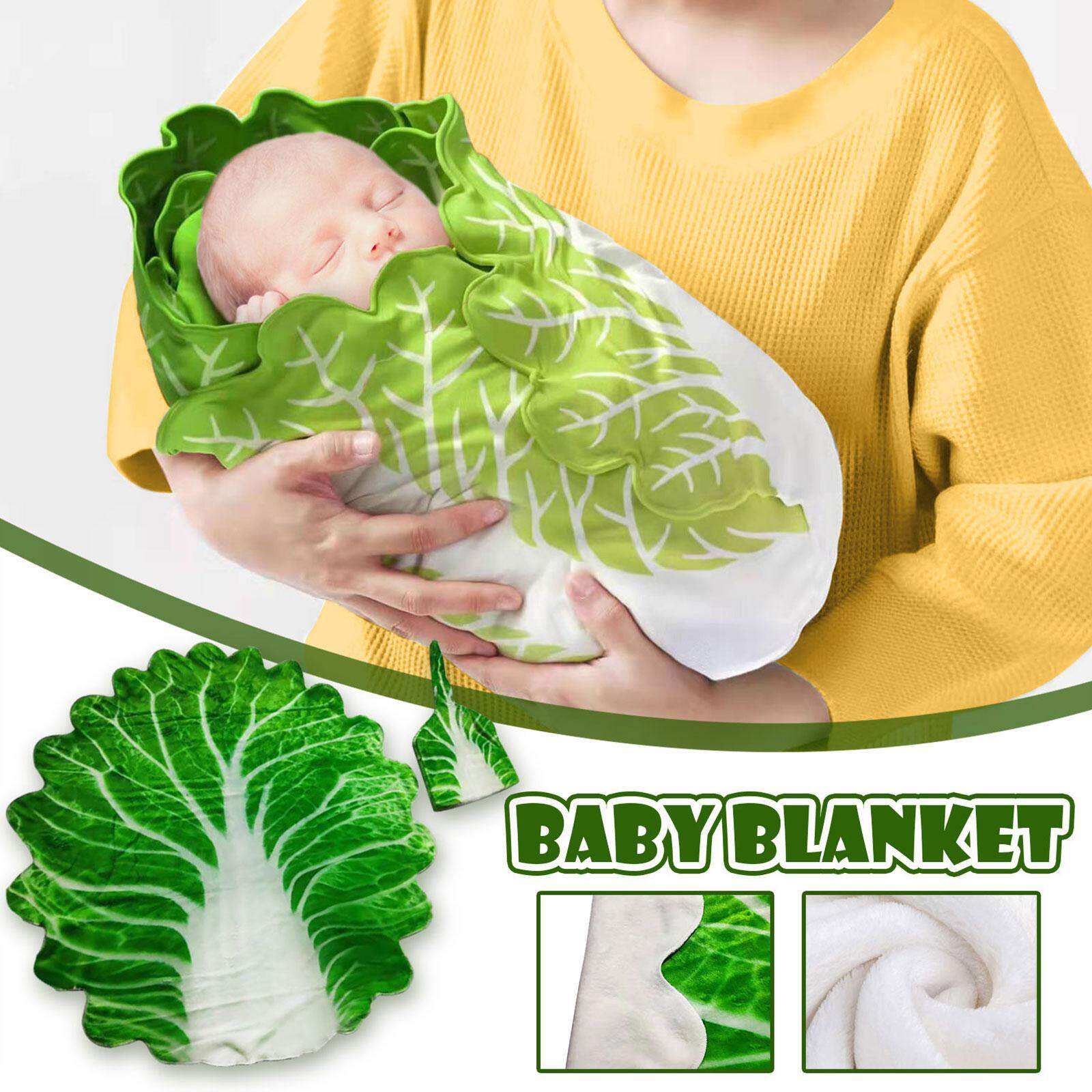 Cabbage Baby Blanket Sleeping Swaddle Wrap Hat Baby Sleep Cribs Throw Flannel Blanket Sofa Plaid Funny Food Plush Bedspread Fleece Blanket