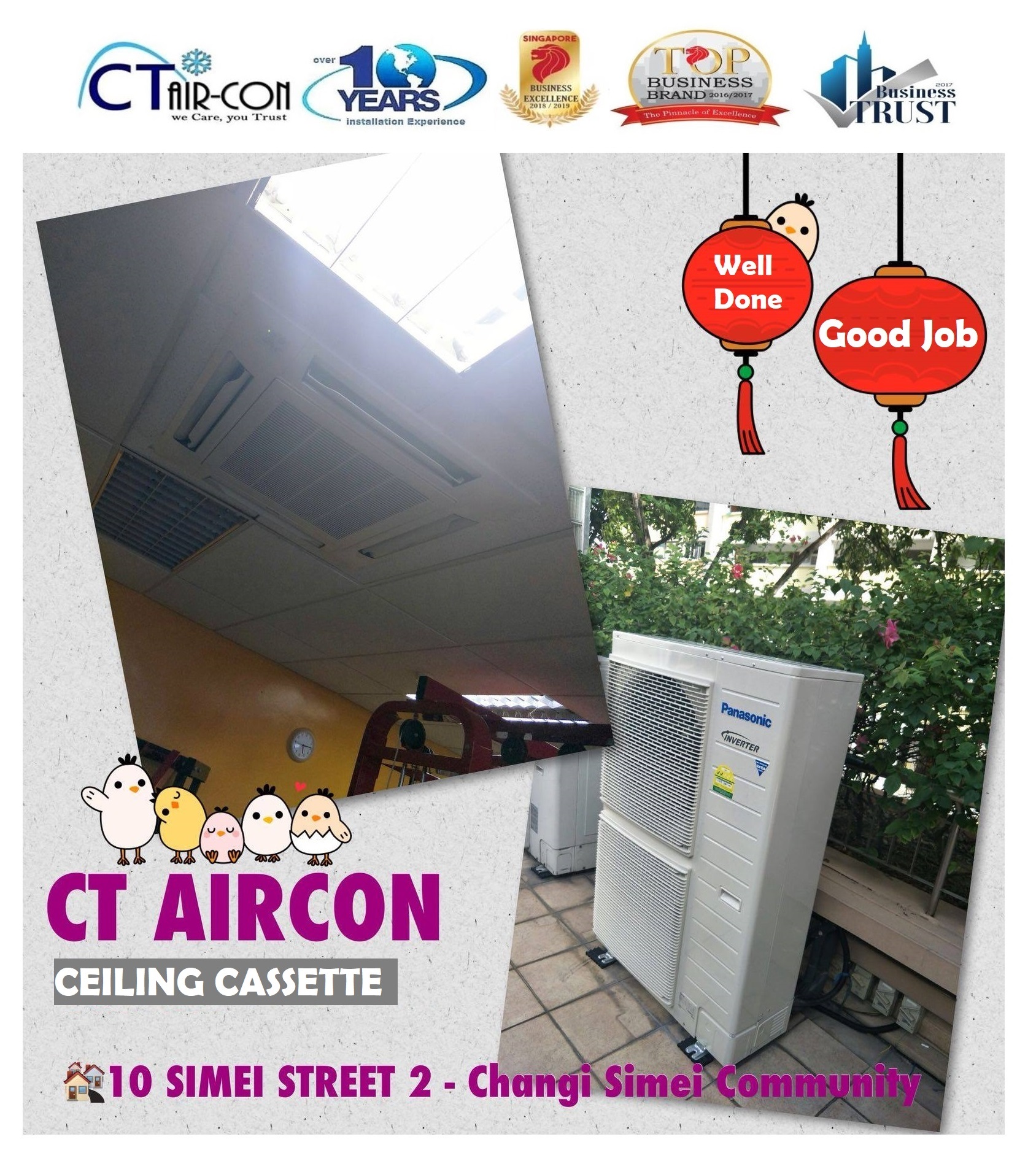 Panasonic INVERTER Ceiling Cassette [34,000 BTU] + FREE Installation + FREE Delivery + FREE $100 Servicing Voucher + Dismantle & Disposal Old Air-Con Unit