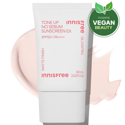 Innisfree Tone Up No Sebum Sunscreen EX SPF50+ PA++++, 1 ea, 60ml korean cosmetics
