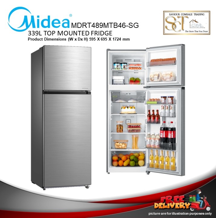 MIDEA MDRT489MTB46-SG 339L ( Smart Sensor / Inverter Quattro/ Active C-Fresh / Electronic Control ) TOP MOUNTED FRIDGE