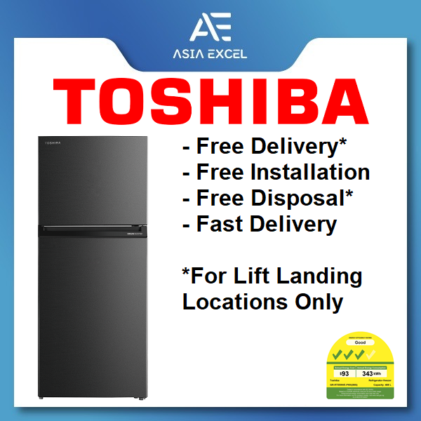 (Bulky) TOSHIBA GR-RT559WE-PMX 411L 2 TICKS / 3 TICKS BLACK TOP FREEZER REFRIGERATOR