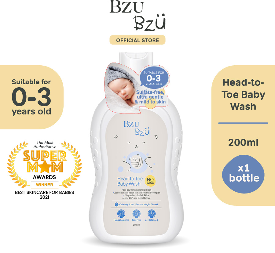 BZU BZU Head to Toe Baby Wash and Shampoo, 200ml x 1 | Designed for Newborn & Sensitive Skin
