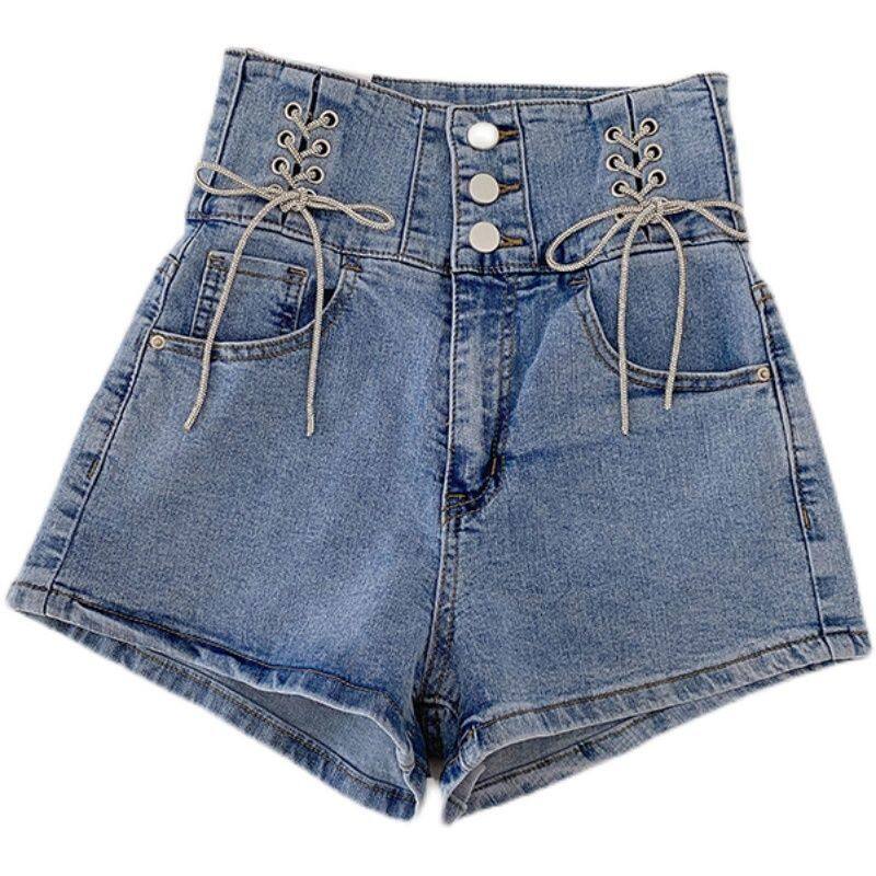 Free Delivery of Women's Denim Shorts Korean Version with High Waistband, Slim Fit and Versatile Personality Wide Leg Pants