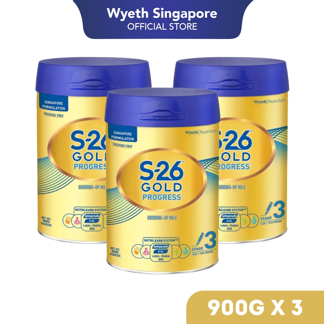 [Bundle of 3] Wyeth S-26 Gold Progress Stage 3 Growing-up Formula 900g - From 12 Months