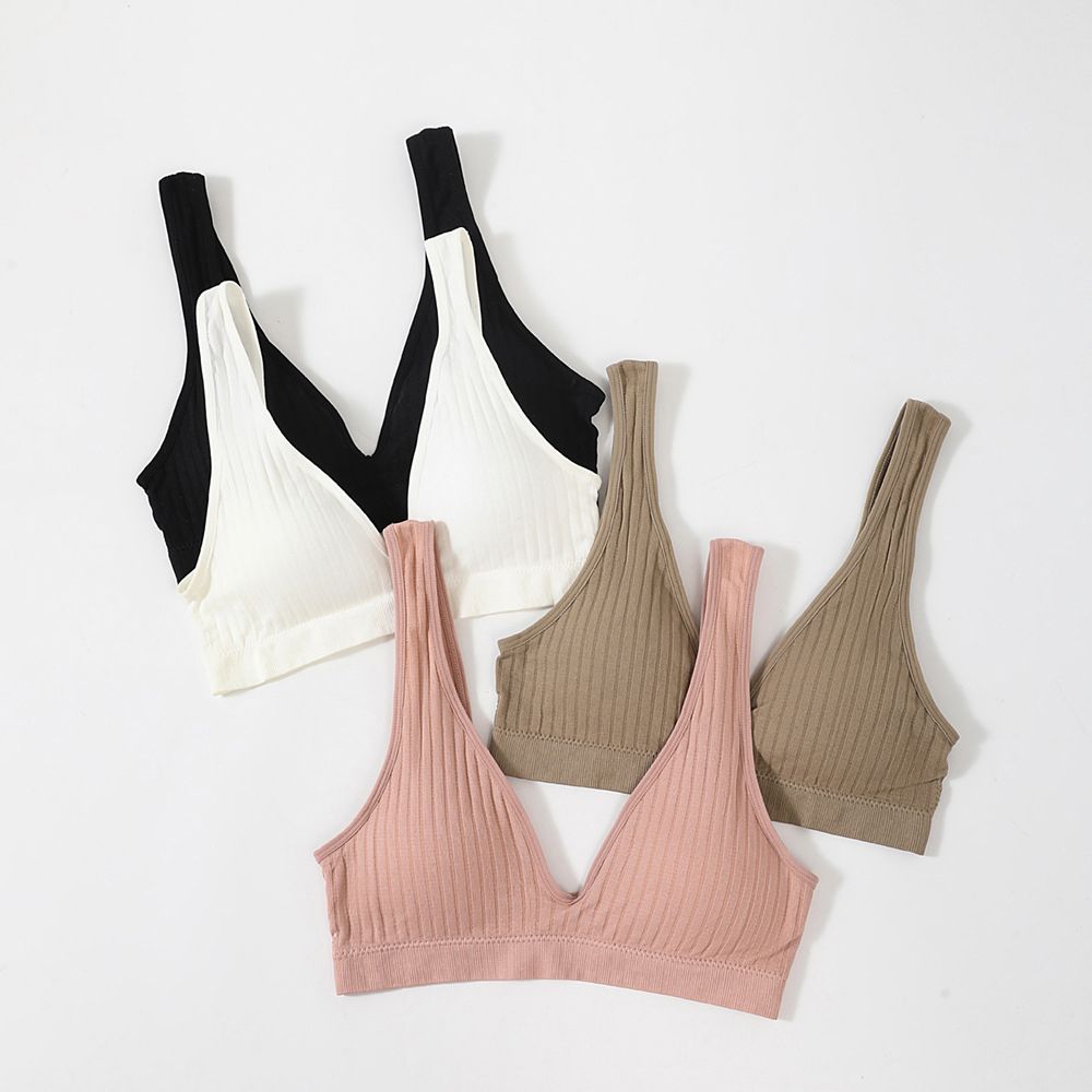 SCHIESSER Simple Underwear Ladies Solid color Breast Pad For Women Stripes Bra Tank Tops Camisoles Push Up Bra
