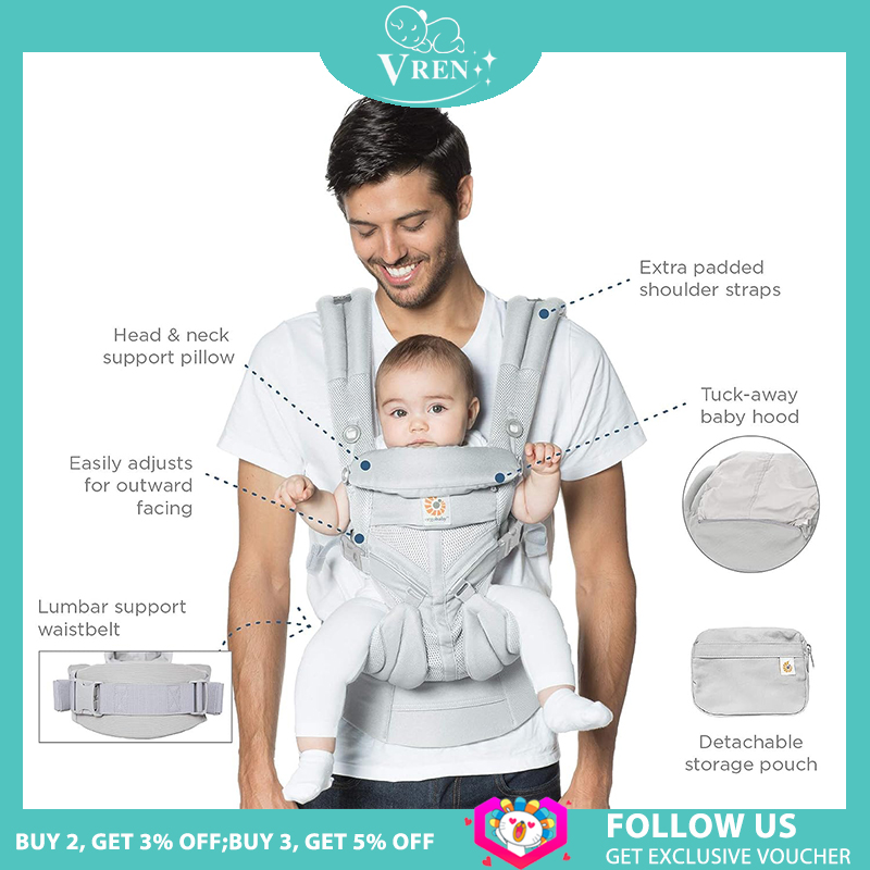 [Ready stock] Ergo baby Ergonomics Baby Carrier Omni 360 All-In-One Cool Air Mesh Newborn to Toddler
